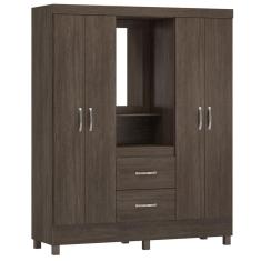 Guarda Roupa 4 Portas Com Pés E Espelho Lord ébano Touch