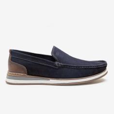 Mocassim Denim Flow Navy/Marrom - Democrata, 42
