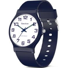 SOCICO Relógio analógico infantil para meninos e meninas, impermeável, com pulseira macia, relógio de pulso com tempo de aprendizagem, fácil de ler, para crianças de 3 a 12 anos