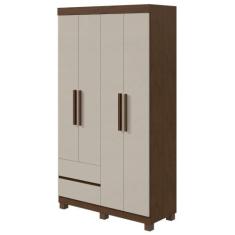 Guarda-Roupa Solteiro Zeus 4 Portas 2 Gavetas Imbuia Clean/Off White -