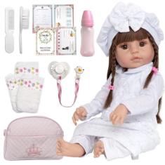 Boneca Reborn Bebê Recem Nascida Menina com Enxoval Completo - Cegonha