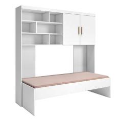 Jogo De Quarto Infantil Chiara Módulo Aéreo 2 Portas E Cama Branco Com Colchão Supreme D33 - Phoenix Baby Branco