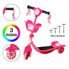 Brinquedo Infantil Patinete Scooter 3 Rodas Com Cesta Luz E - Art Brin