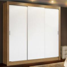 Guarda Roupa Casal Lyon 3 Portas de Correr 2 Gavetas MDP Rustic-branco Madesa