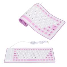 Teclado de silicone, teclado flexível dobrável com fio USB, 85 teclas, design totalmente selado, teclado macio silencioso, à prova d'água, para PC, notebook, laptop (roxo), Roxa, Moderno