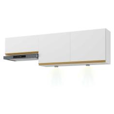 Kit 2 Armários De Cozinha Aéreos 3 Portas Com Leds Veneza Multimóveis Mp2146 Branco/dourado Branco/dourado
