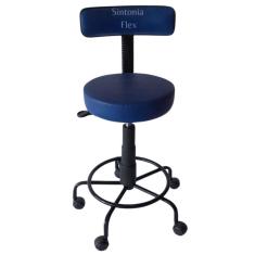 Cadeira Mocho podologo com regulagem de altura estrela de ferro  apoio de pé  com rodízio corano azul