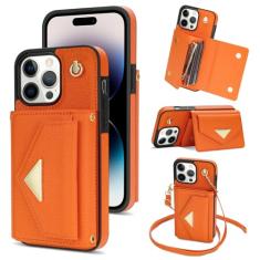 Capa de celular para iPhone 13 Pro 6,1 polegadas, carteira com bloqueio de RFID, suporte para cartão de crédito com alça transversal e suporte, acessórios de couro para celular iPhone13Pro 5G i