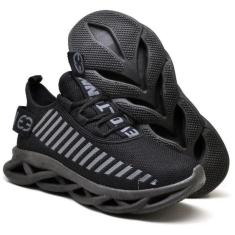 Kit 2 Tênis Esportivo Sola Trançada Masculino Treinos Leve e Confortável Black e Bordô-Masculino