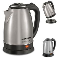 Chaleira Elétrica Mondial Pratic Inox Jarra 2 Litros CE-06-ES Ferve Ág