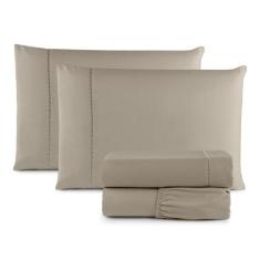 Kit Jogo de Cama Lençol Casal King 4 Peças Com Elástico 400 Fios Super