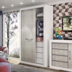 Guarda-Roupa Solteiro 2 Portas de Correr 4 Gavetas News - Móveis Perca