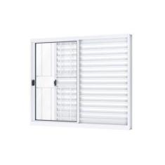 Janela Veneziana de Correr Lateral 3 Folhas com Grade Alumínio 100cmx1