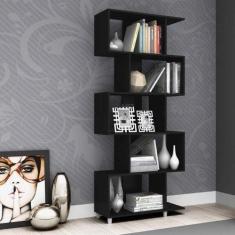 Estante para Livros com Nichos Esm209 Retrô - Movelbento, Preto