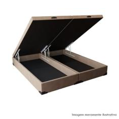 Cama Box Bau Casal Bipartido Suede(1.38X1.88) - GENKI KENKO, AREIA