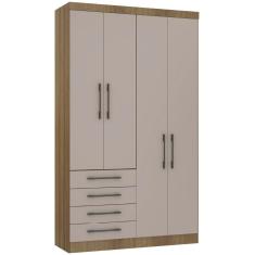 Guarda Roupa Modulado 134,50cm 4 Portas E 4 Gavetas Paris Luciane Móveis Avelã Pf Com Cinammon Pf