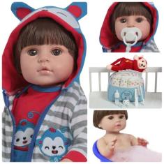Bebê Reborn Boneco Masculino 46cm Macaco Corpo Silicone - Cegonha Rebo