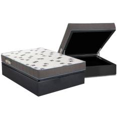 Cama Box Baú Casal: Colchão Espuma D33 Ortobom Light Saúde + Base Crc Suede Gray(138X188)