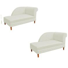 Kit 02 Recamier  Decorativa  Judi Pé em Madeira  2 Lugares Sala de Est