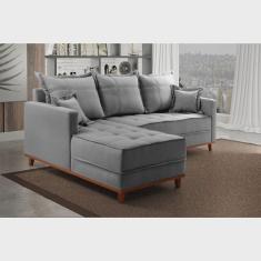 Sofá Moderno 3 Lugares com Chaise Ônix Cinza