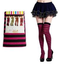 fantasia Meia até o joelho Rosa e Preto listrada Adulto 7/8 - Genérica
