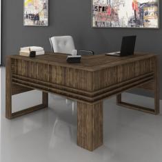 Mesa Escrivaninha de Canto 136cm com Porta Livros e Detalhe Ripado ME4