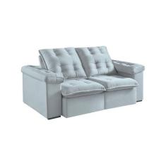 Sofá 3 Lugares Retrátil e Reclinável Itaguaí Veludo Pena Cinza - Estof