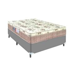 Cama Box Cinza Casal Colchão Nápoles Espuma D33 Portobel