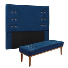 Cabeceira Cama Box King 195cm e Recamier Gênova Suede S04 - D'Rossi, A
