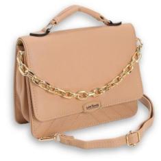 Bolsa Feminina Transversal Média Bordada com Alça de mão Alça de Corrente-Feminino