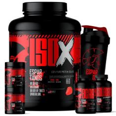 Kit Whey Protein ISO X 1800g + BCAA + Colágeno + Glutamina 100g + Creatina 100g + Coqueteleira-Unissex