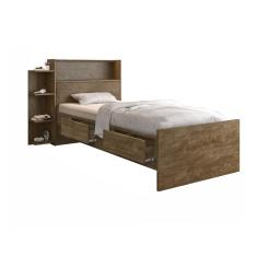 Cama de Solteiro Com 2 Gavetas e Baú Isa Cambel Castanho