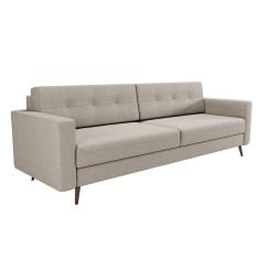 Sofá 3 Lugares Living Pé Palito Linho Cotton Cru 210 cm