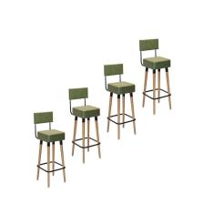 Kit 4 Banquetas Altas Estofadas Florença Verde - Adz