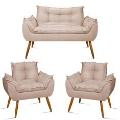 Kit Sofá 5 Poltronas Opala Sala De Estar Cor:bege