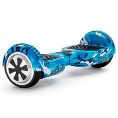 Hoverboard Skate Elétrico 6.5" Com Bolsa Led Bluetooth Azul Camuflado Brinovar
