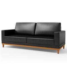 Sofá 3 Lugares 180cm Living Sala de Estar Kayrós D05 Sintético Preto -