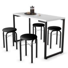 Conjunto Mesa de Cozinha Prattica Industrial 120cm com 4 Banquetas F02