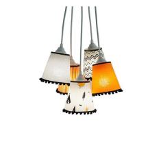 Lustre Pendente Bebê Raposinha Tecidos Laranja, Preto e Branco - Crie 