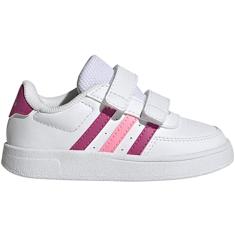 adidas Tênis infantil unissex Breaknet 2.0 CF I, Branco nuvem, rosa fúcsia lúcido, 10 US Toddler