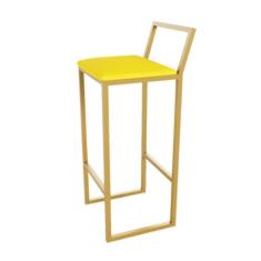 Banqueta Alta Balcão Bistrô Dourada Confort Industrial Premium Estofad