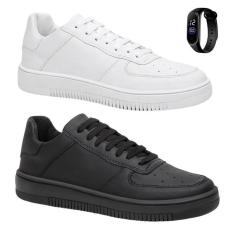 Kit 2 Pares Tênis Sneaker Retrô Masculino Polo Force CWB Com Relógio-Masculino