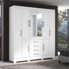 Guarda Roupa Napoli 8 Portas 4 Gavetas Com Espelho Aramoveis Branco