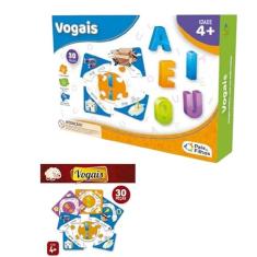 RafaBox Kit Alfabetização Brinquedo Pedagógico Educativo Jogo De Aprender Vogais 30 Peças +4 Anos