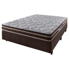 Cama Box Casal Marrom + Colchão Espuma D70/D28 Dupla Face Oakland 138x188x66cm
