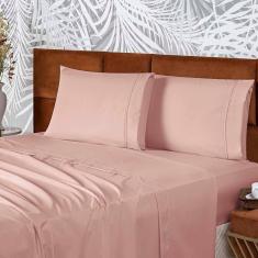 Jogo De Lençol Conforto Queen 4 Peças Micropercal 200 Fios C- Elástico - Rosê