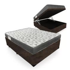 Cama Box Baú Casal com Colchão Espuma D33 Suede 138x188x38cm Marrom SerenePrime