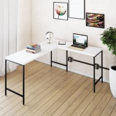 Mesa De Escritório Em L Estilo Industrial 150x140cm Active Branco Chess-preto