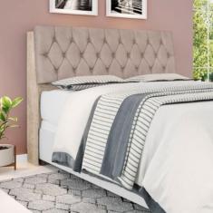 Cabeceira para Cama Box Isis Casal MDF MDP Capitonê Bege Amarula Casa H