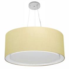 Lustre Pendente Cilíndrico Duplo Md-4303 Cúpula em Tecido 70x30cm Algodão Crú - Bivolt